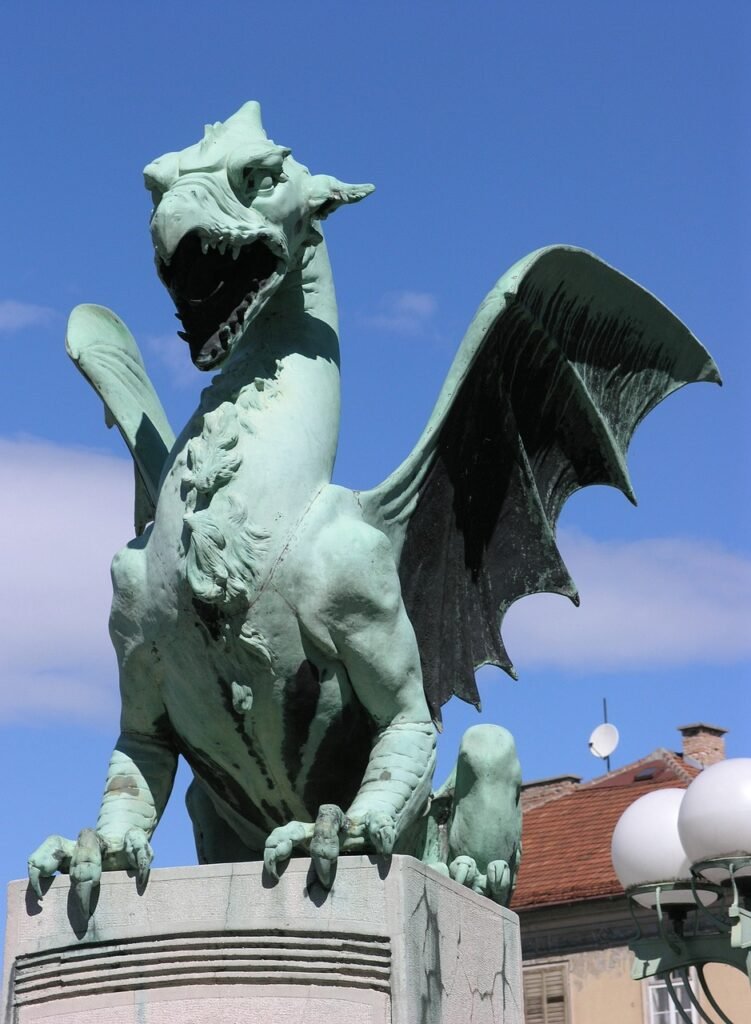 dragon, bridge, sculpture