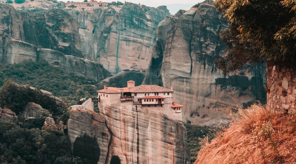 Monastery on Rock in Mountains
