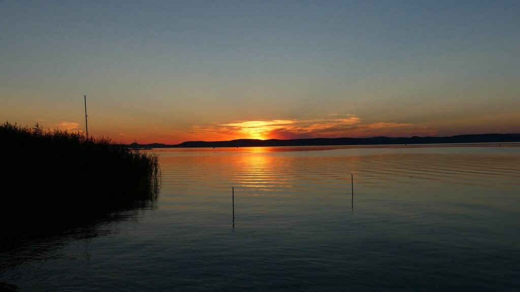 sunset, lake balaton, balaton